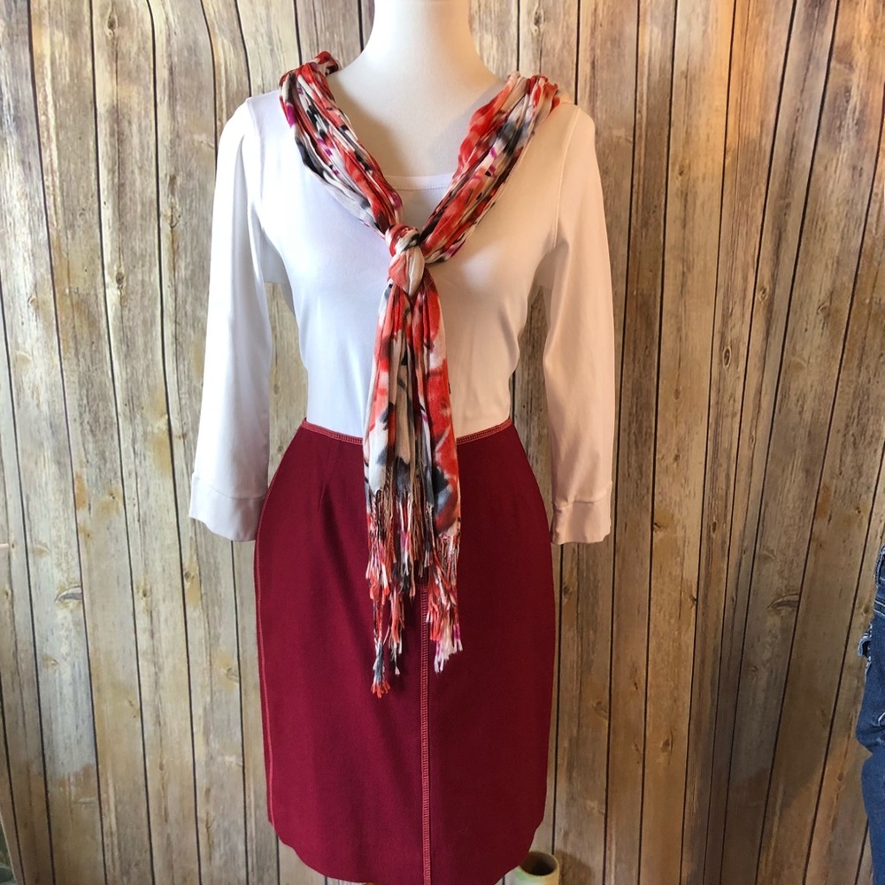 Anthropologie Beth Bowley Burgandy Wool Skirt